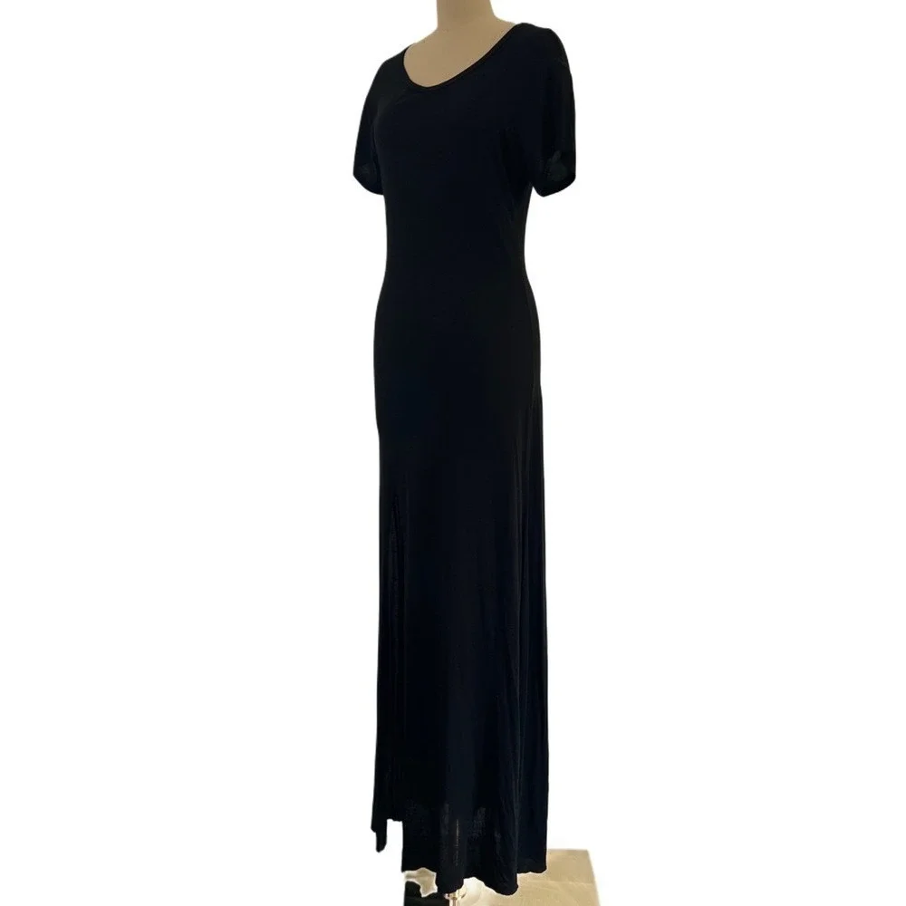 Reformation Black t-shirt Sheath Maxi Long Minimalist Casual basic Dress XS S